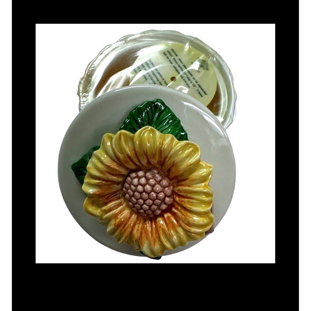 Fitz and Floyd Home Fragrance Sunflower Ceramic Candle Jar Handcrafted White New